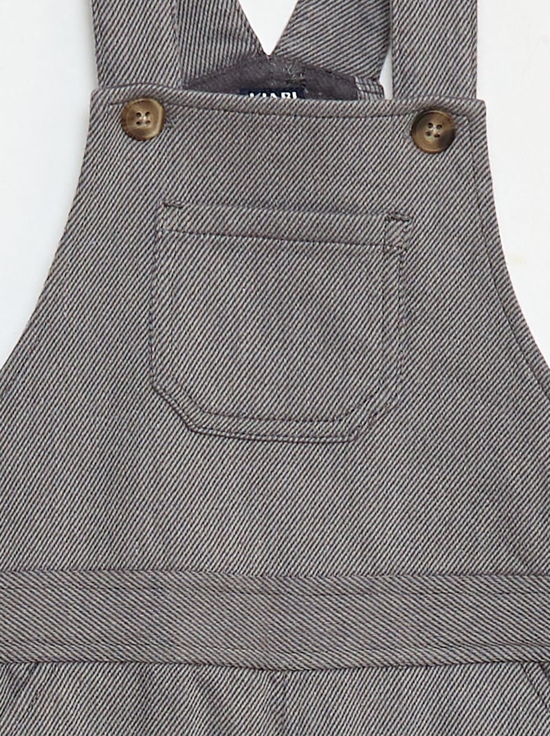 Lange tuinbroek van twill met borstzak grijs - Kiabi