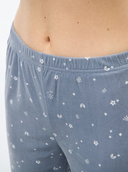 Lange, tweedelige fleecepyjama met T-shirt + broek -  2-delig - Kiabi