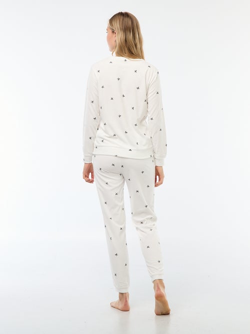 Lange, tweedelige fleecepyjama met T-shirt + broek -  2-delig - Kiabi