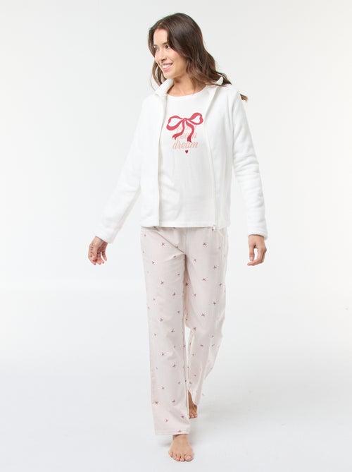 Lange, tweedelige pyjama + fleece-sweater met rits - 3-delig setje - Kiabi