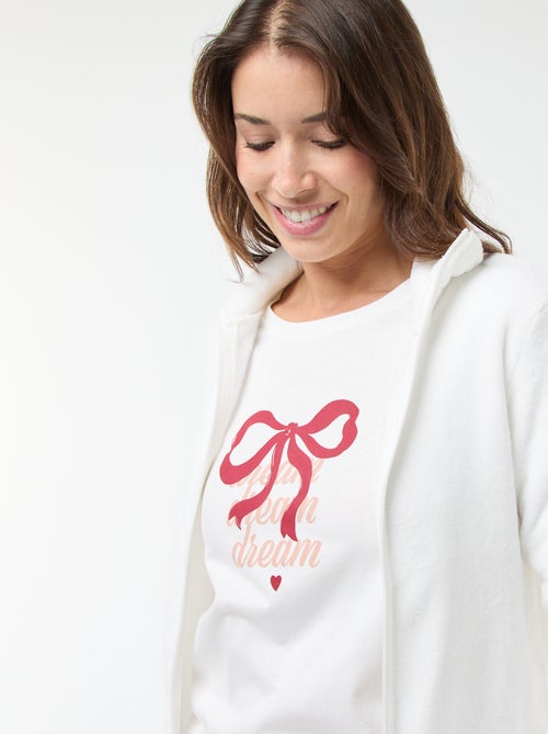 Lange, tweedelige pyjama + fleece-sweater met rits - 3-delig setje - Kiabi