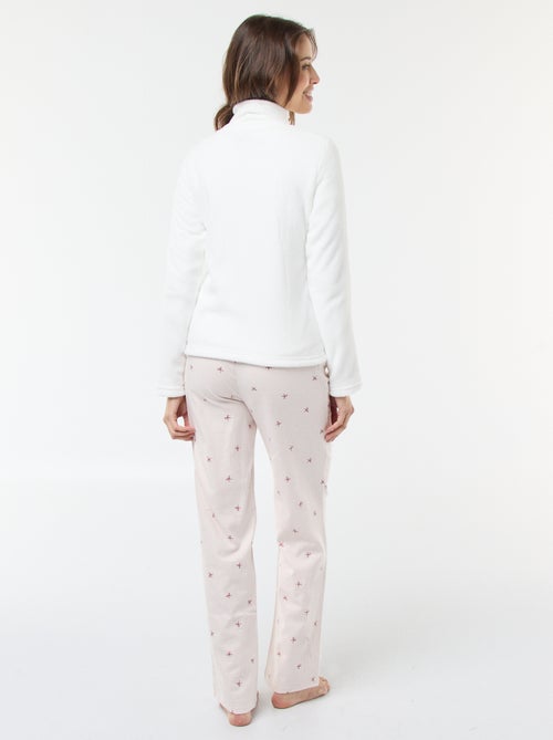 Lange, tweedelige pyjama + fleece-sweater met rits - 3-delig setje - Kiabi