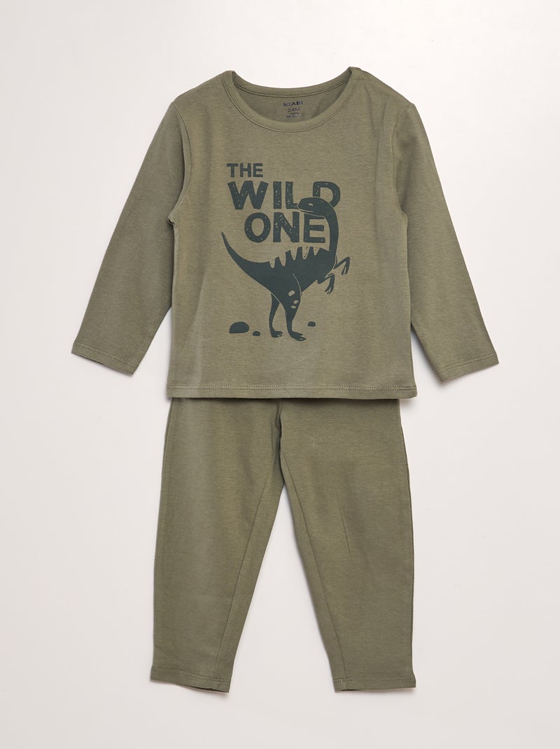 Lange, tweedelige pyjama met print GROEN - Kiabi