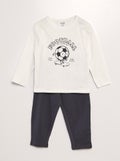 Lange, tweedelige pyjama met print WIT - Kiabi