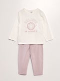 Lange, tweedelige pyjama met print WIT - Kiabi