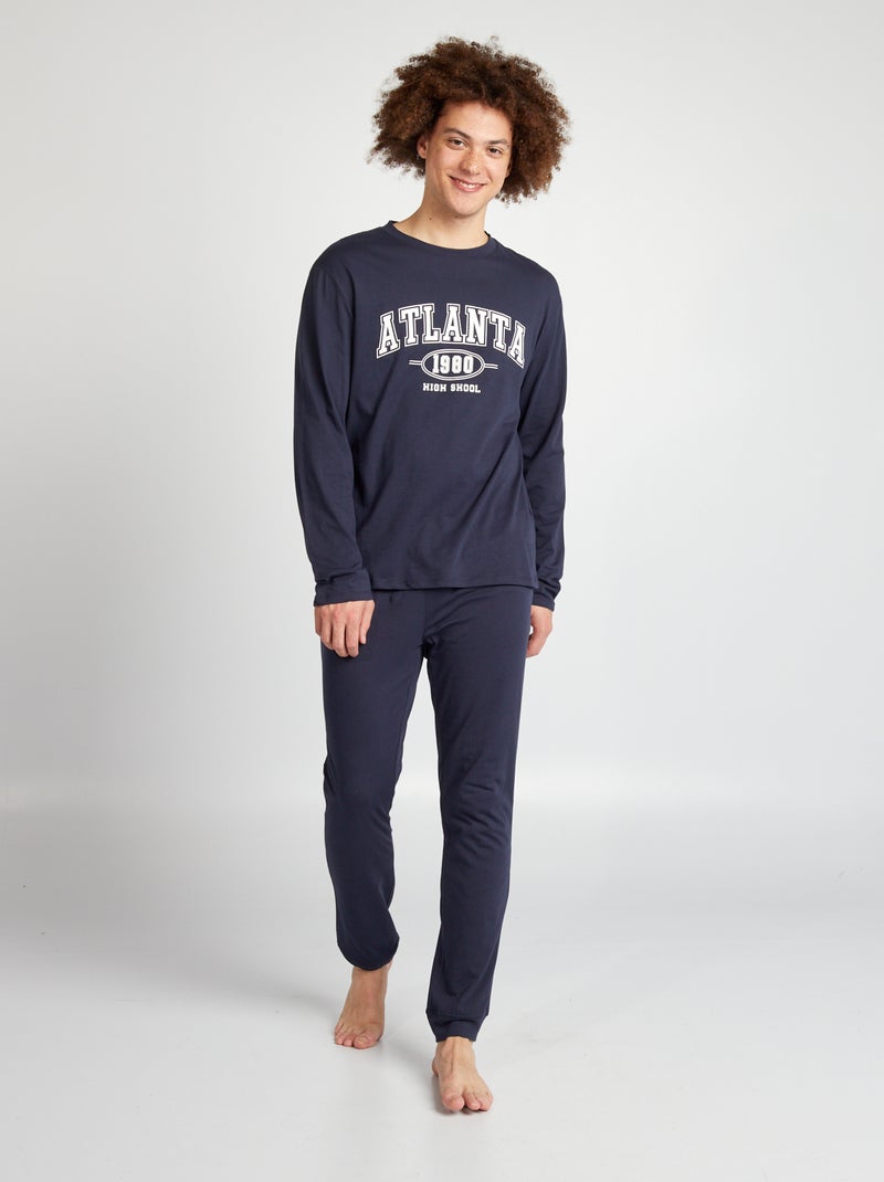 Lange, tweedelige pyjama met short + T-shirt - 2-delig BLAUW - Kiabi