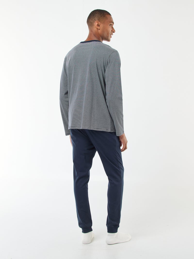 Lange, tweedelige pyjama met T-shirt + broek - 2-delig Blauw - Kiabi