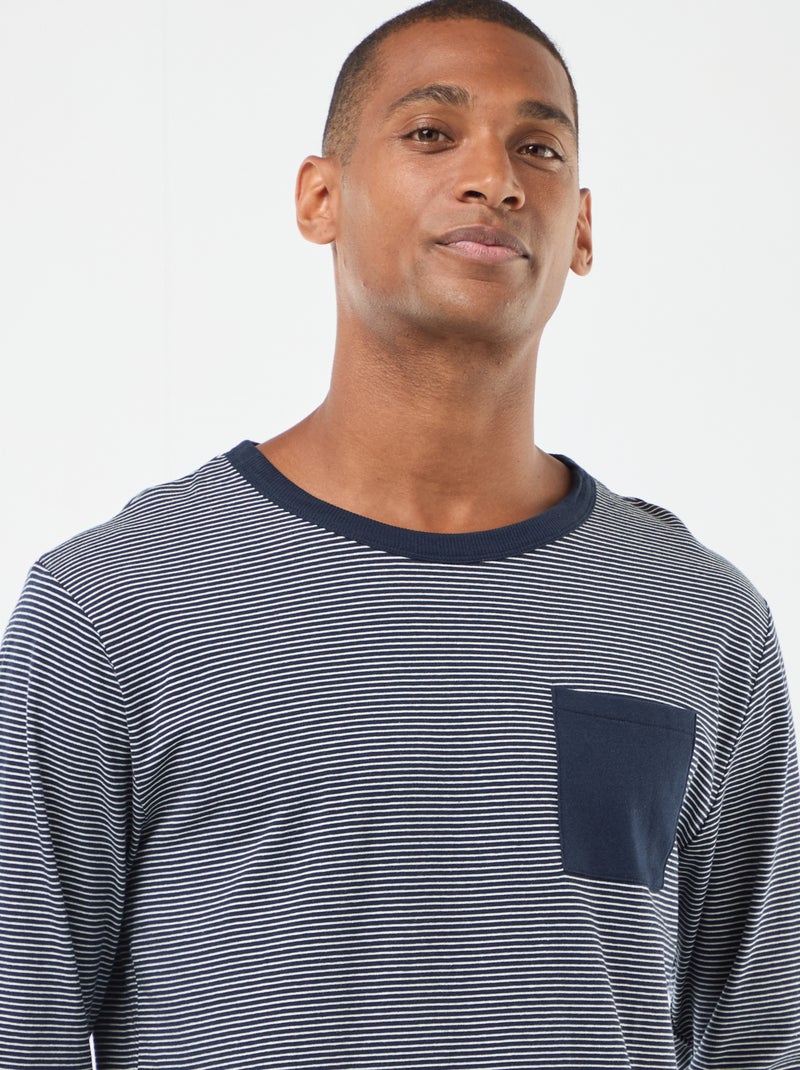 Lange, tweedelige pyjama met T-shirt + broek - 2-delig Blauw - Kiabi