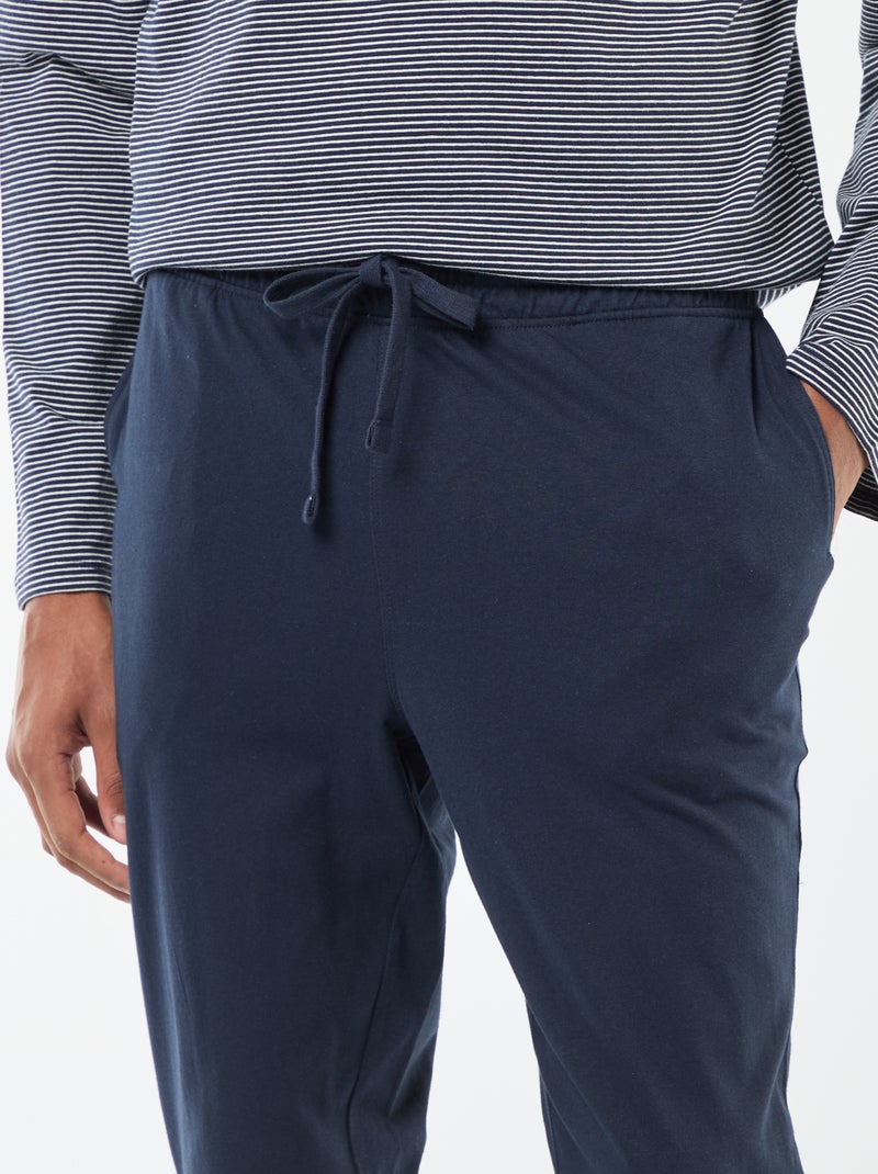 Lange, tweedelige pyjama met T-shirt + broek - 2-delig Blauw - Kiabi