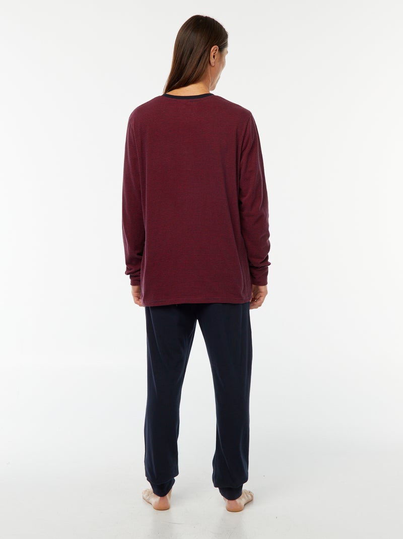 Lange, tweedelige pyjama met T-shirt + broek - 2-delig Blauw - Kiabi