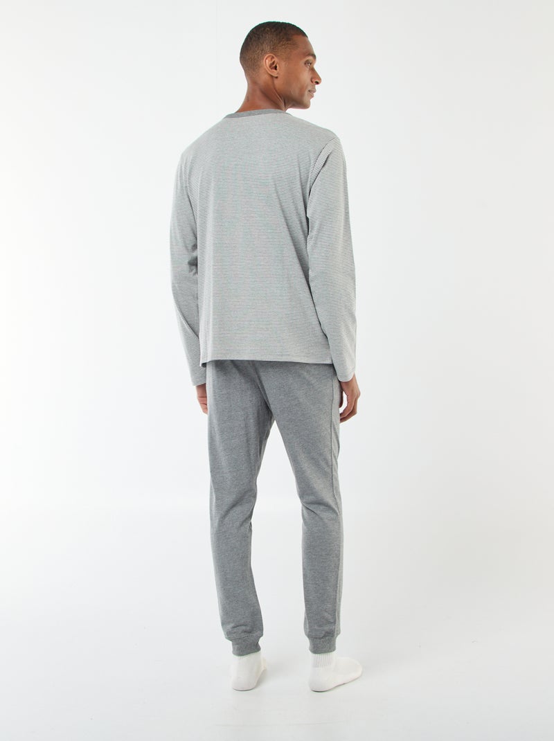 Lange, tweedelige pyjama met T-shirt + broek - 2-delig Grijs - Kiabi