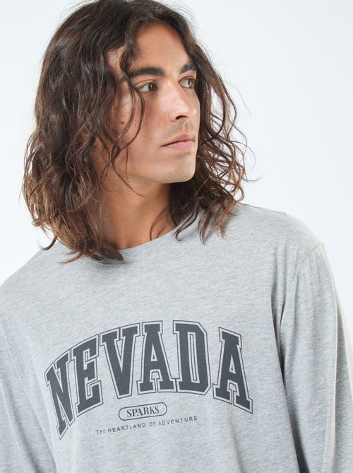 Lange, tweedelige pyjama van jersey met T-shirt + broek - 2-delig - Kiabi