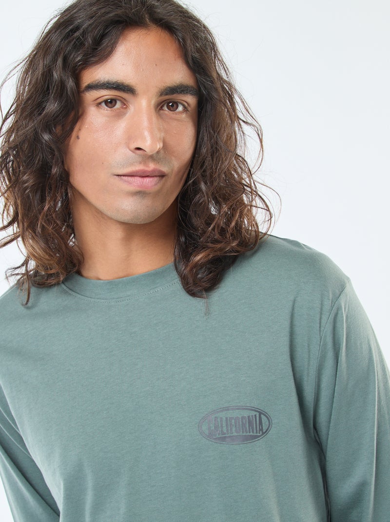 Lange, tweedelige pyjama van jersey met T-shirt + broek - 2-delig Groen - Kiabi