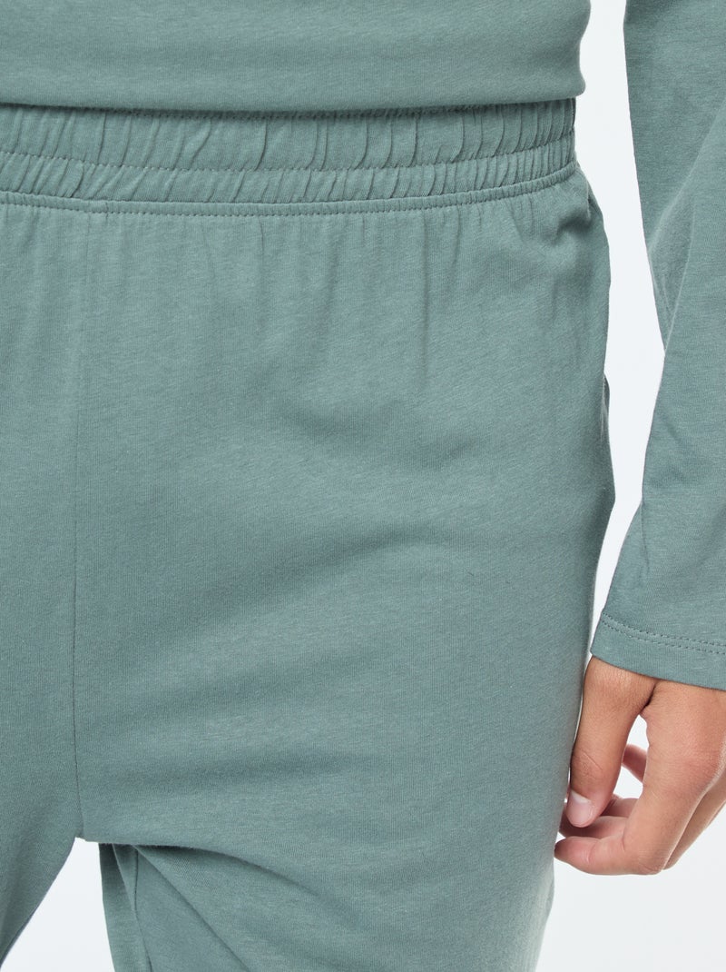 Lange, tweedelige pyjama van jersey met T-shirt + broek - 2-delig Groen - Kiabi