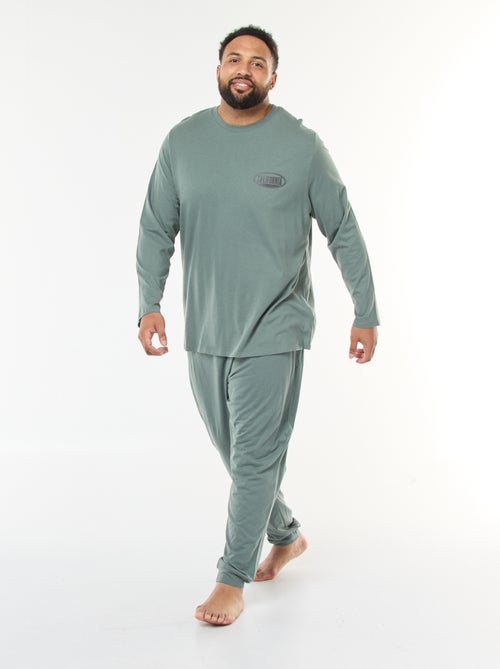 Lange, tweedelige pyjama van jersey met T-shirt + broek - 2-delig - Kiabi