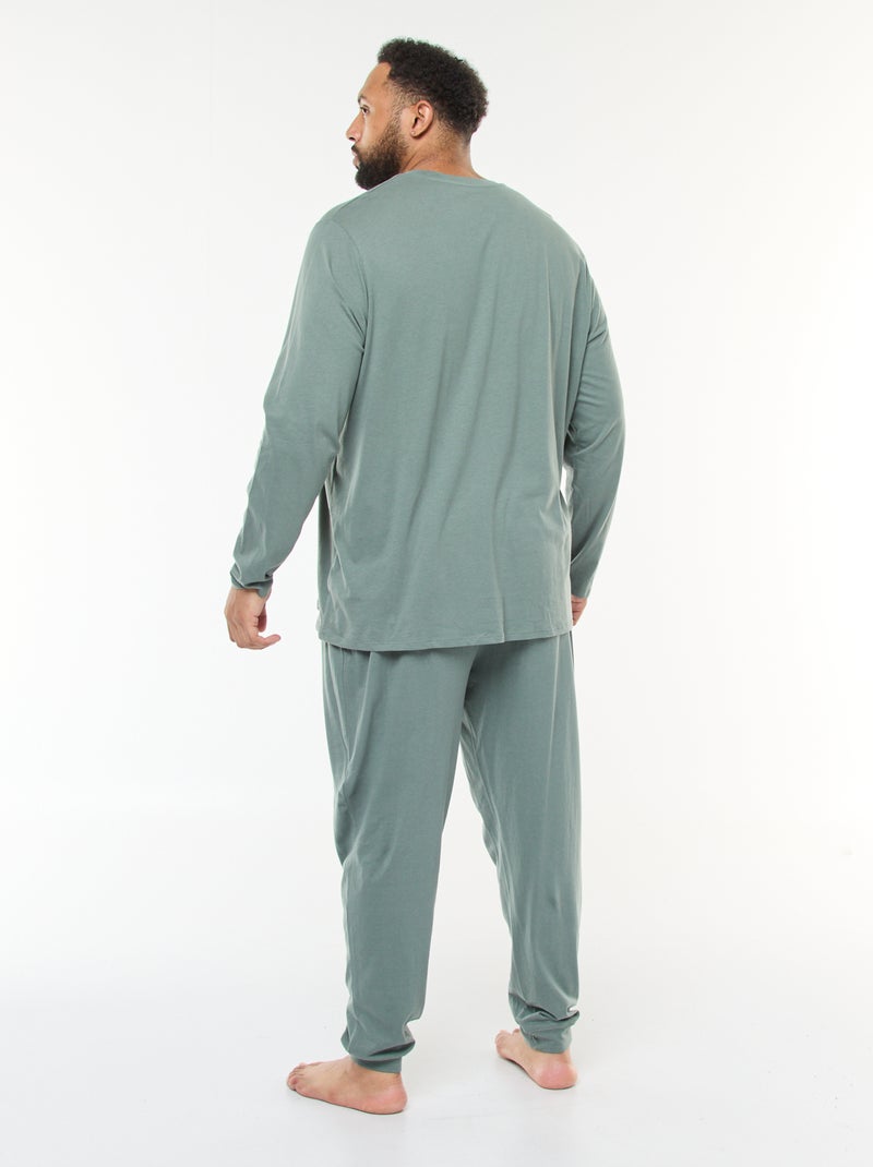 Lange, tweedelige pyjama van jersey met T-shirt + broek - 2-delig Groen - Kiabi