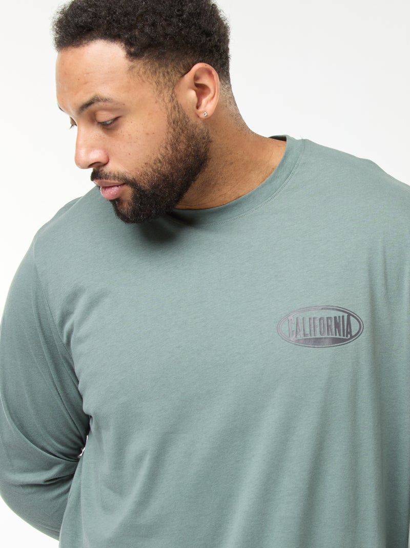 Lange, tweedelige pyjama van jersey met T-shirt + broek - 2-delig Groen - Kiabi