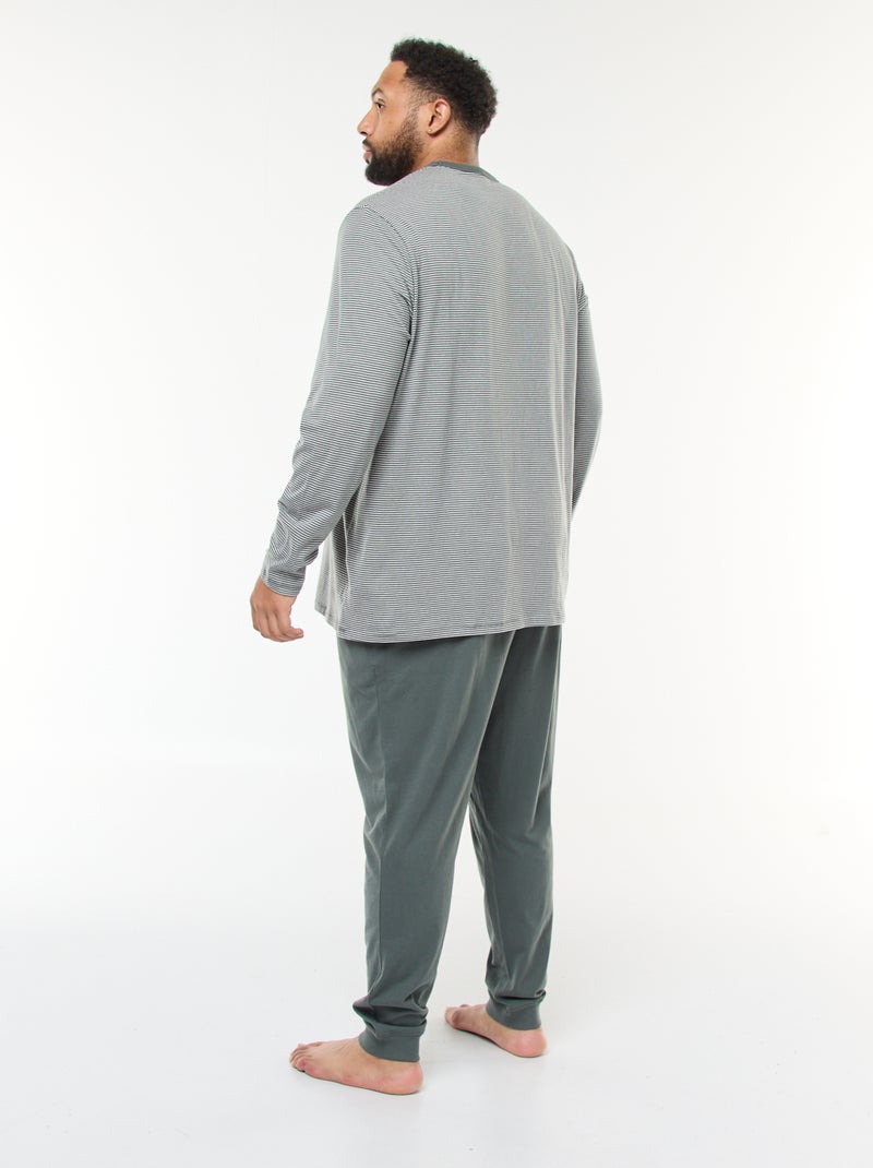 Lange, tweedelige pyjama van jersey met T-shirt + broek - 2-delig Groen - Kiabi