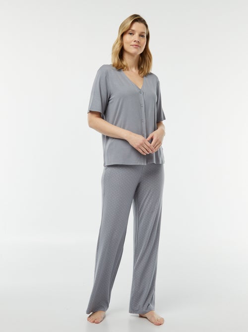 Lange, tweedelige pyjama van uiterst flexibel tricot - Kiabi