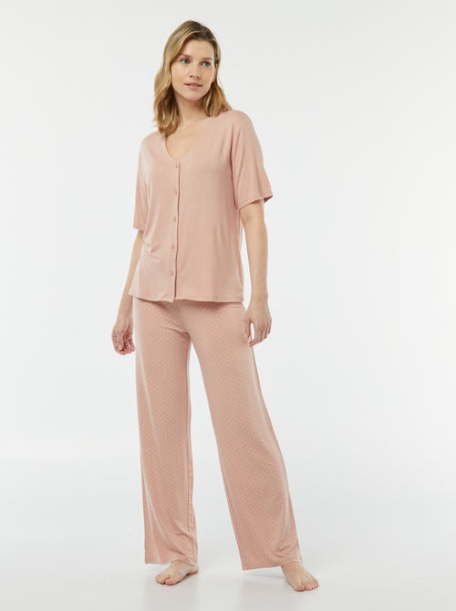 Lange, tweedelige pyjama van uiterst flexibel tricot - Kiabi