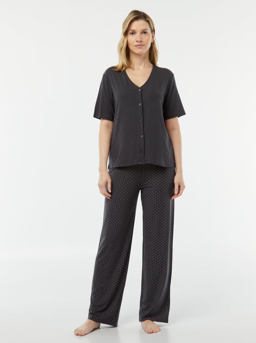 Lange, tweedelige pyjama van uiterst flexibel tricot - Kiabi