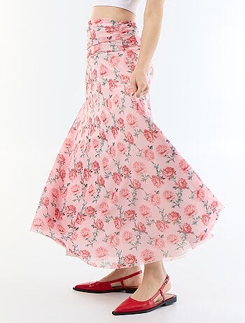 Lange uitlopende rok met bloemen