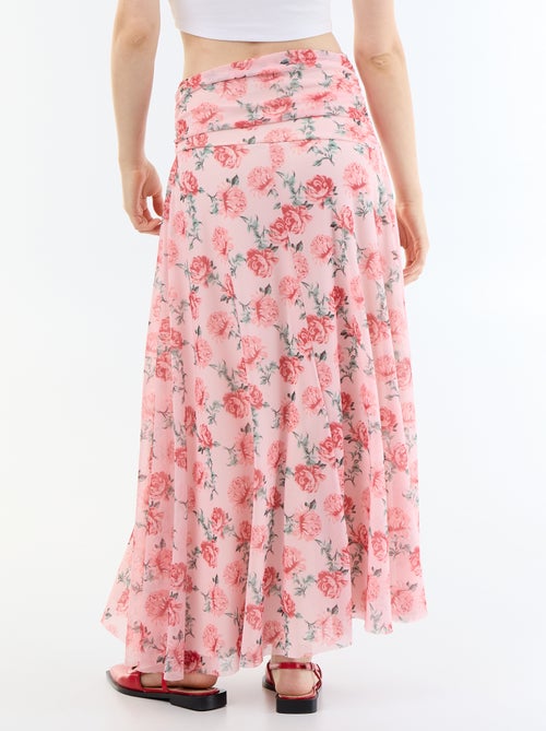 Lange uitlopende rok met bloemen - Kiabi