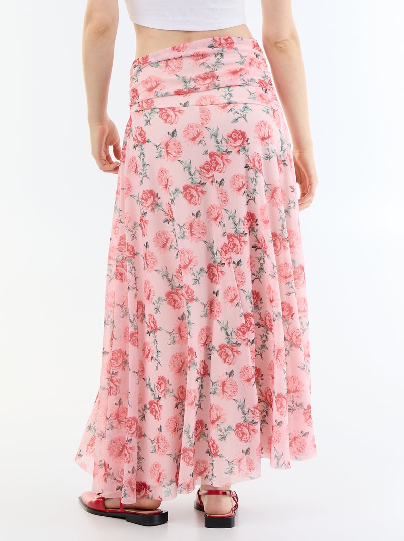 Lange uitlopende rok met bloemen Rose - Kiabi