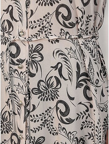 Lange viscose crêpe blouse met bloemenprint en ceintuur bdart