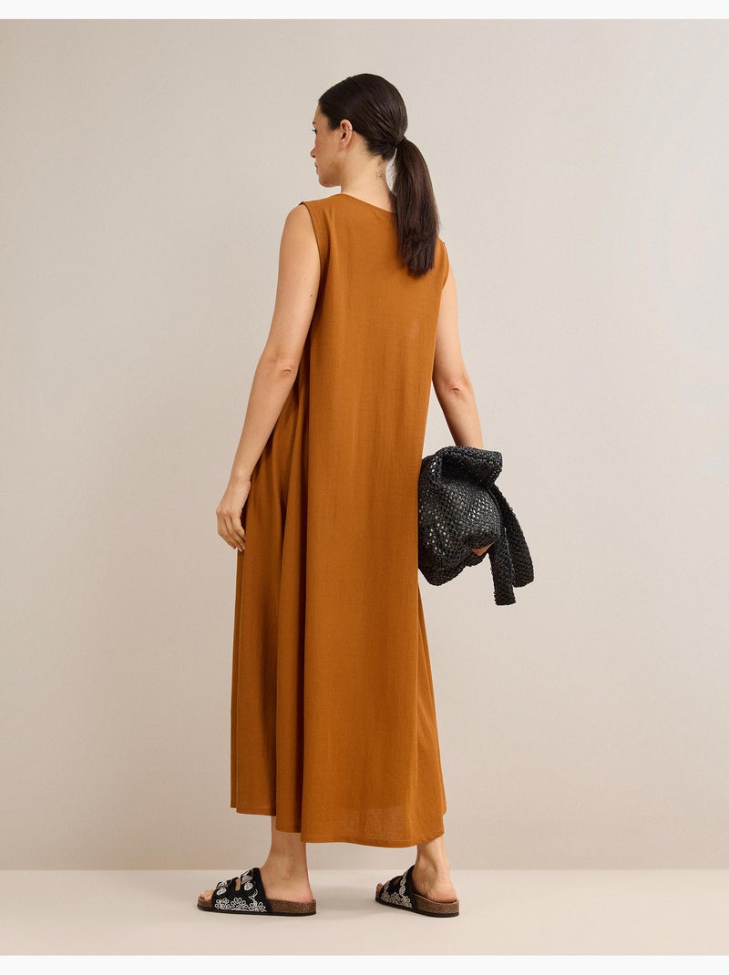 Lange, vloeiende jurk, MO Fashion Bruin - Kiabi