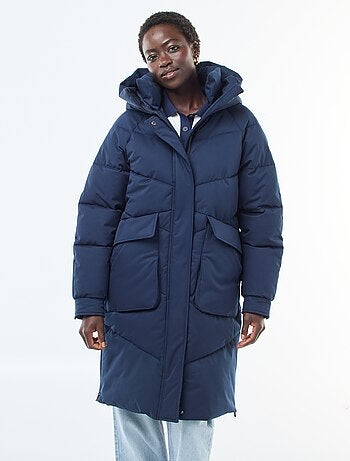 Lange warme waterafstotende gewatteerde jas met capuchon