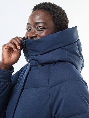 Lange warme waterafstotende gewatteerde jas met capuchon