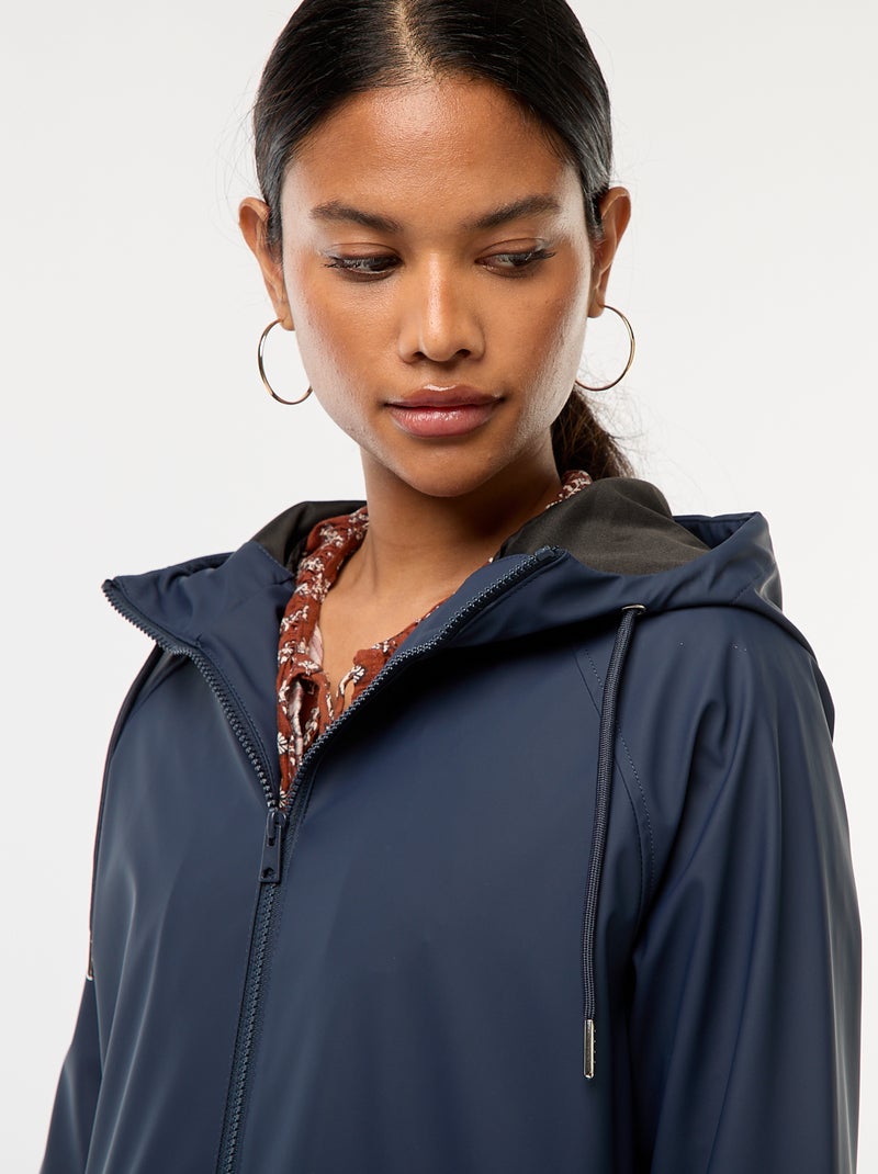 Lange, waterafstotende parka met capuchon Blauw - Kiabi