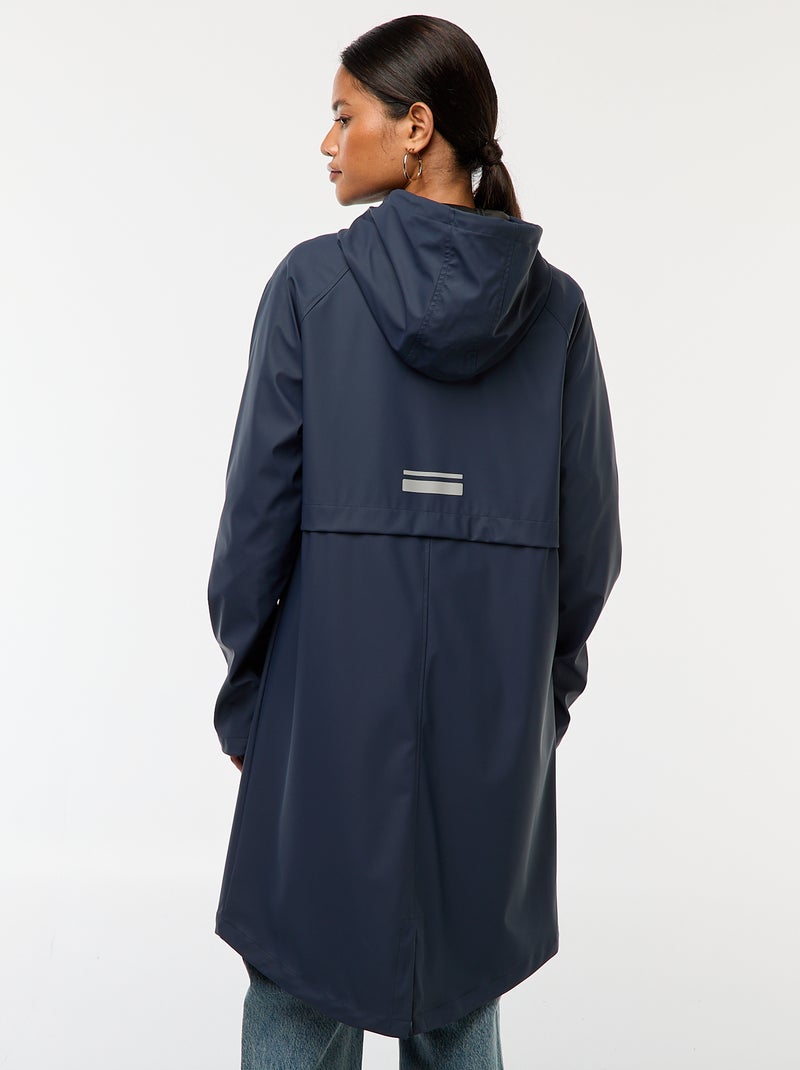 Lange, waterafstotende parka met capuchon Blauw - Kiabi