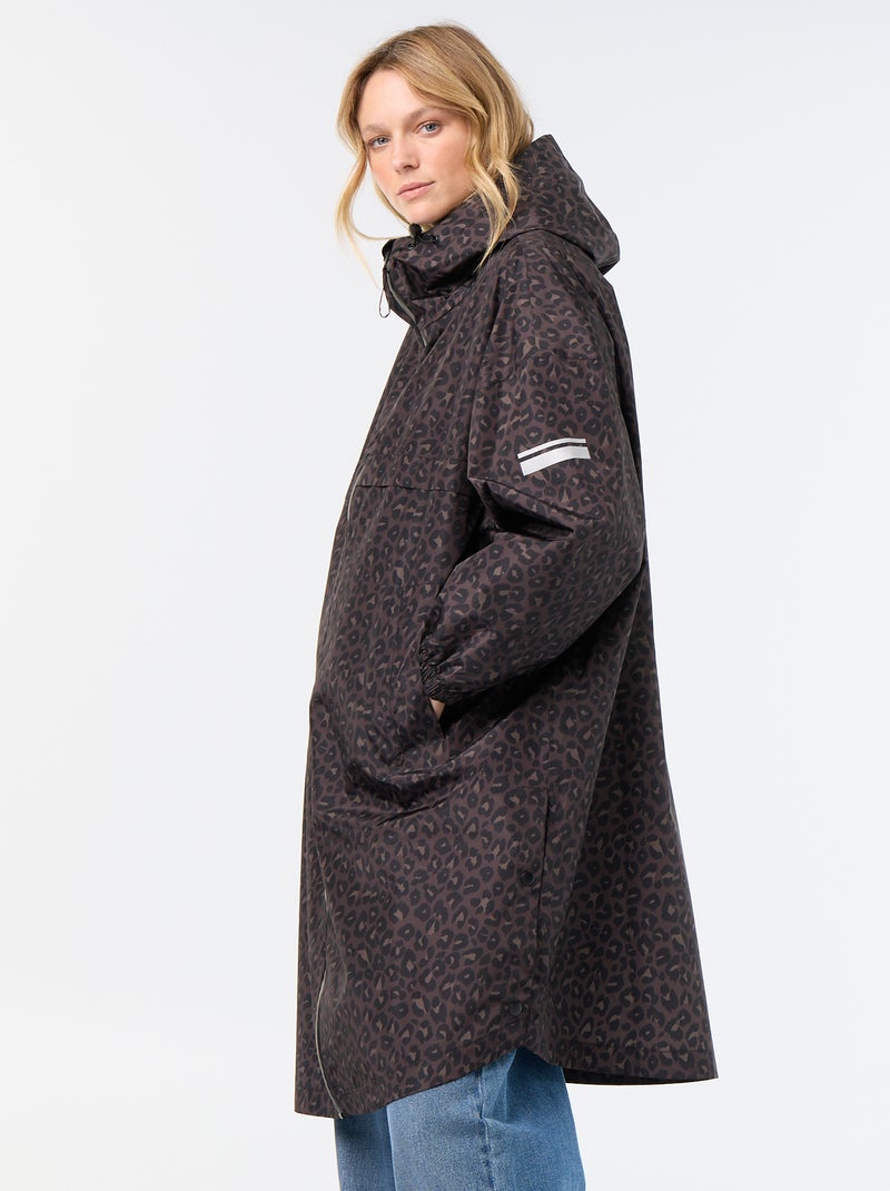 Lange waterafstotende parka met capuchon Bruin - Kiabi