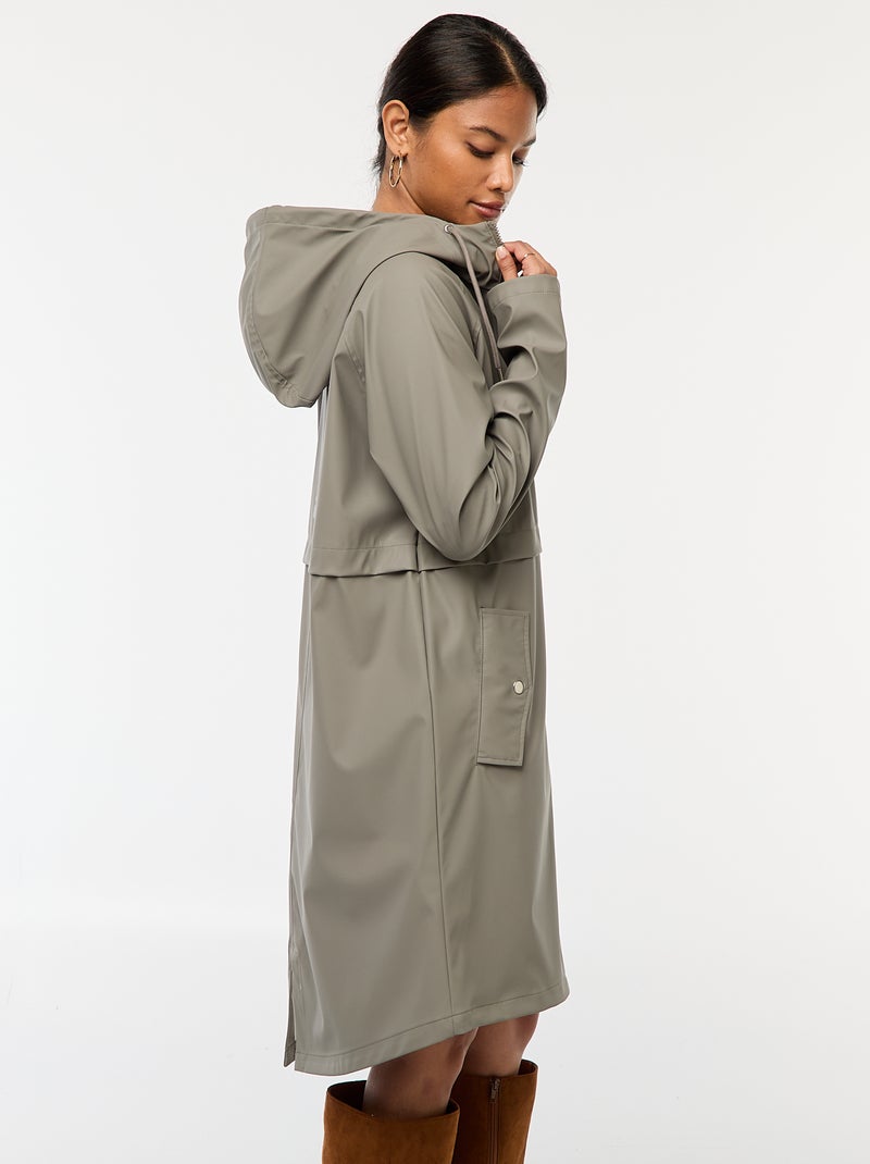 Lange, waterafstotende parka met capuchon Kaki - Kiabi