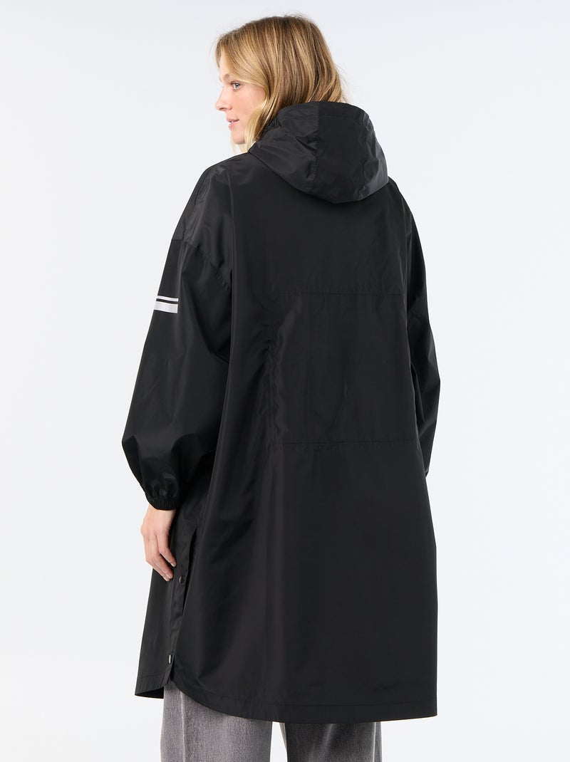 Lange waterafstotende parka met capuchon Zwart - Kiabi