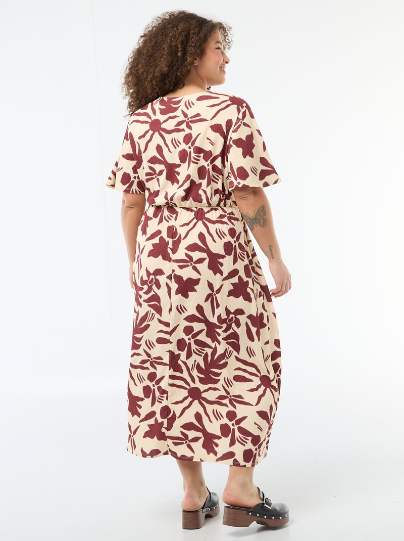 Lange wikkeljurk Biege - Kiabi