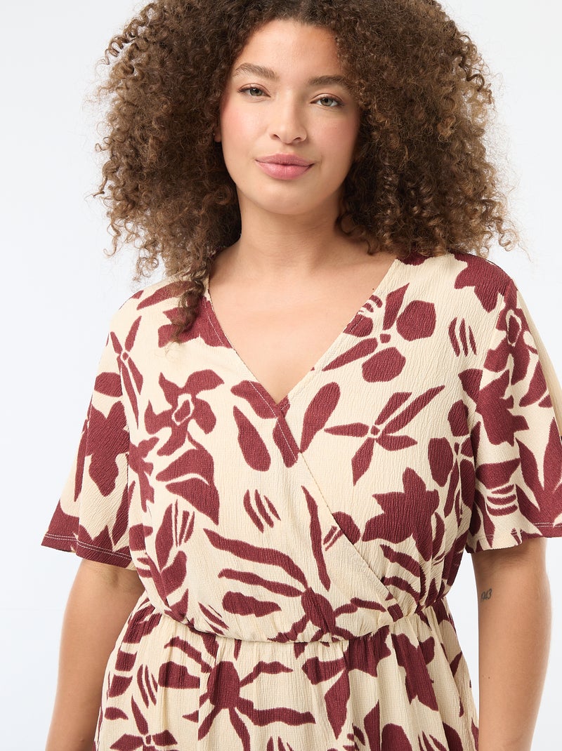 Lange wikkeljurk Biege - Kiabi