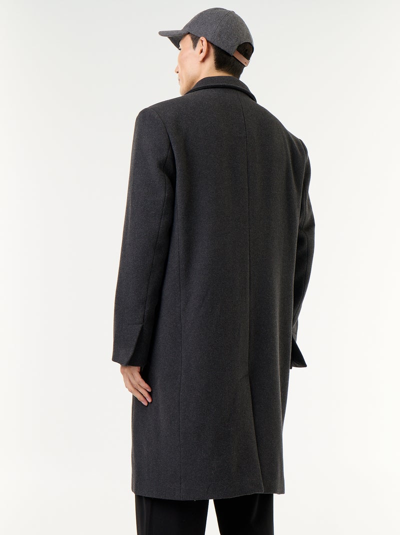 Lange wollook jas Grijs - Kiabi