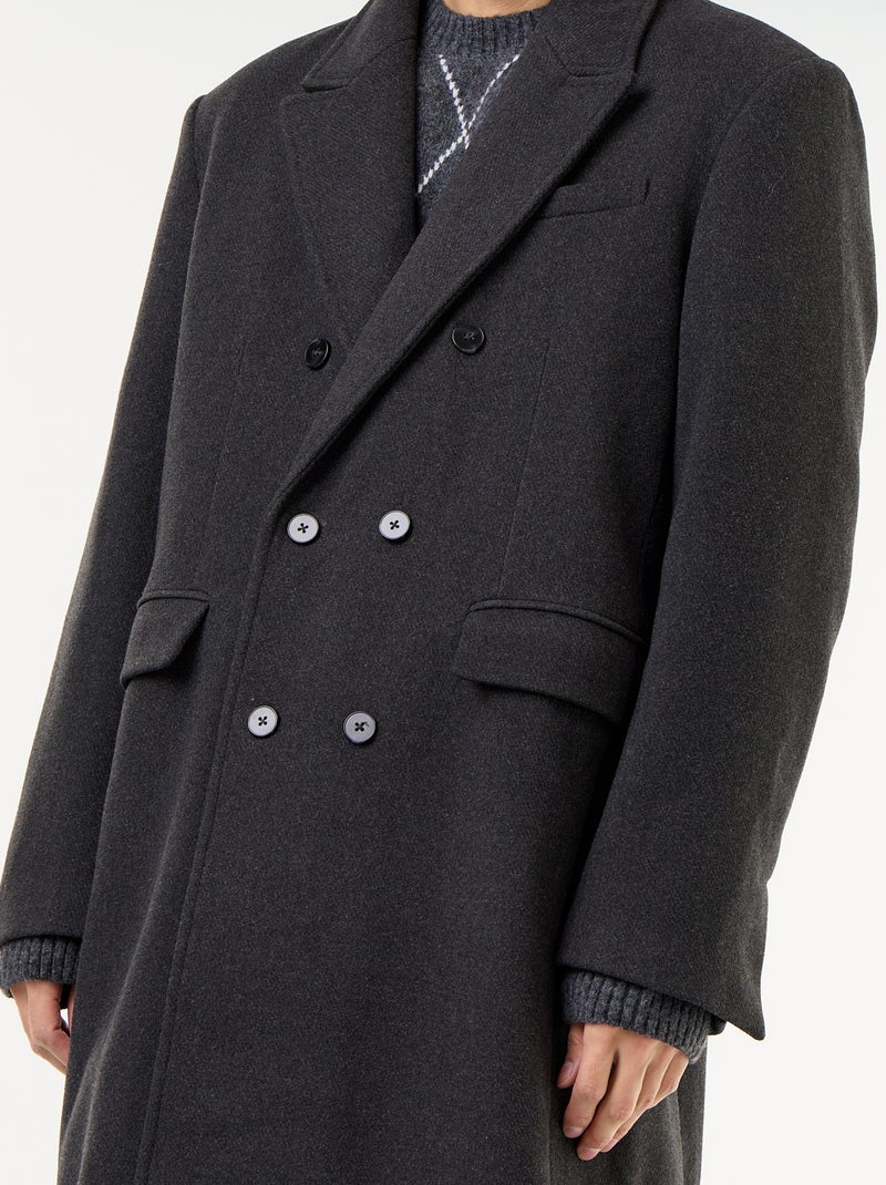 Lange wollook jas Grijs - Kiabi