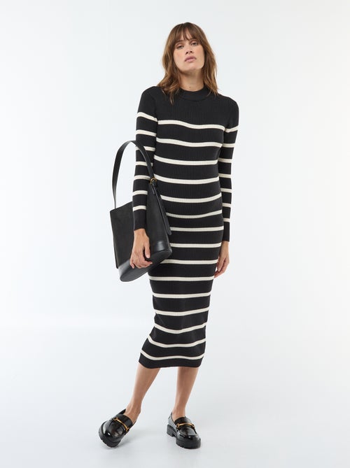 Lange zwangerschapsjurk met ribbeltextuur - Kiabi