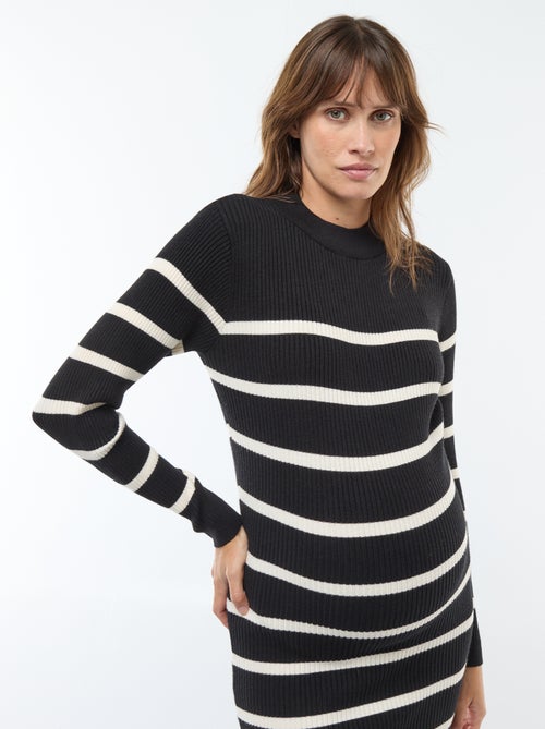 Lange zwangerschapsjurk met ribbeltextuur - Kiabi