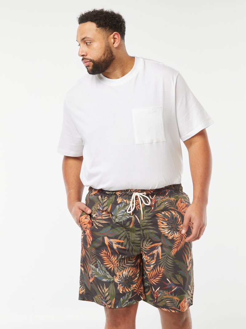Lange zwemshort met tropische print GRIJS - Kiabi