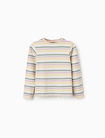 Langemouwen geribde t-shirt met strepen