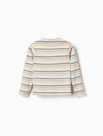 Langemouwen geribde t-shirt met strepen