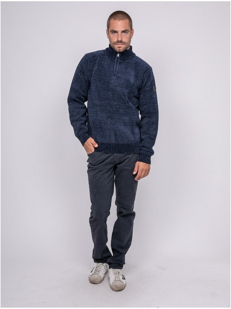 Langur trui met hoge hals en ritssluiting Marineblauw - Kiabi