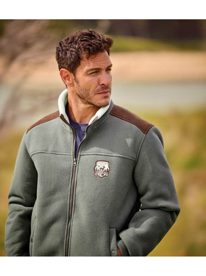 Le blouson polaire doublé sherpa  - atlas for men Kaki - Kiabi