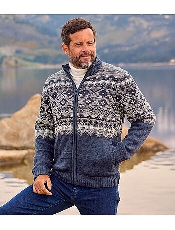 Le blouson tricot jacquard doublé sherpa - atlas for men