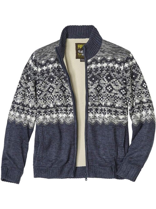 Le blouson tricot jacquard doublé sherpa - atlas for men - Kiabi Le blouson tricot jacquard doublé sherpa - atlas for men - Kiabi